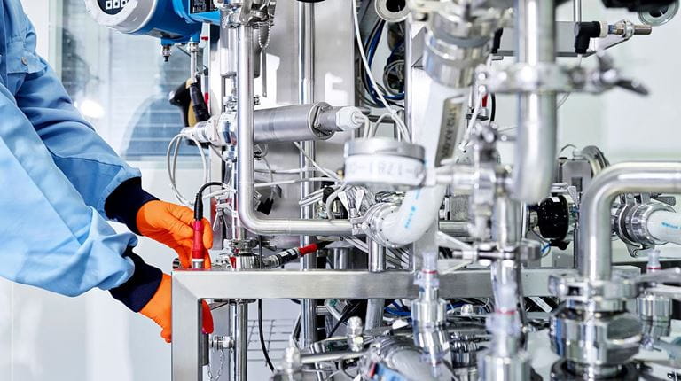 Gloved Technician in a Lab
