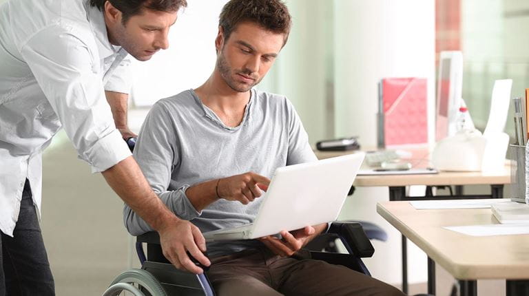 Meeting with a person in a wheelchair